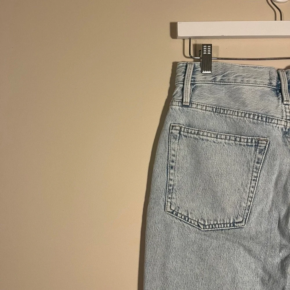 FRAME Denim Long Cutoff Shorts Light Wash Frayed Hem High Rise Size 27 Jorts